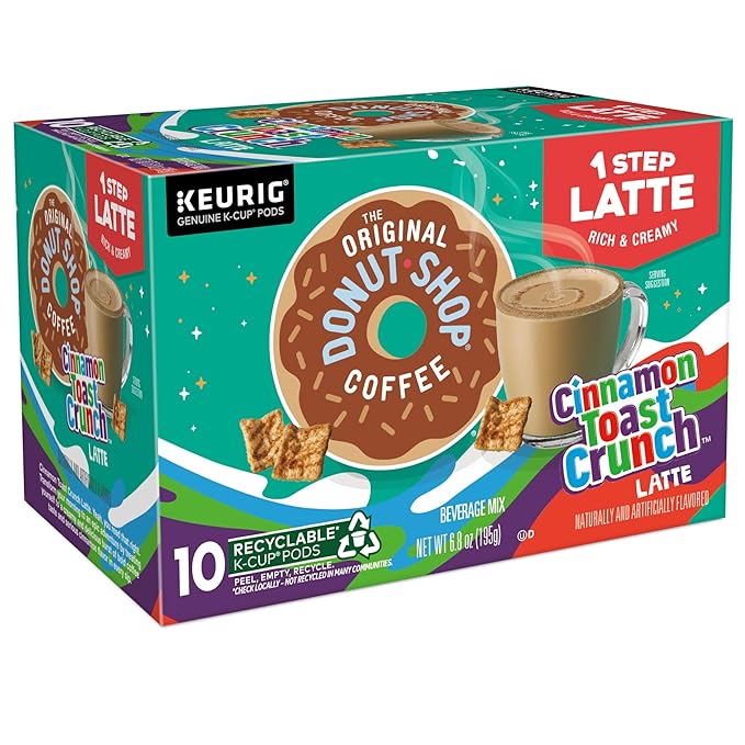 The Original Donut Shop Cinnamon Toast Crunch One-Step Latte Keurig Single Serve K-Cup Pods 60 Count (6 Packs of 10)