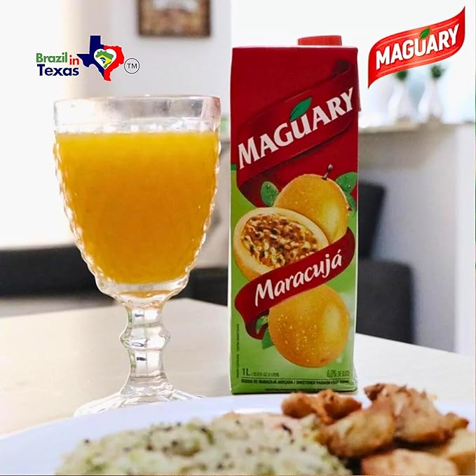 Suco Nectar de Maracujá Brasileiro Maguary 1L | Pack of 2x1L | Brazilian Passion Fruit Juice + Silicone Bracelets Souvenir | Brazil in Texas Bundle