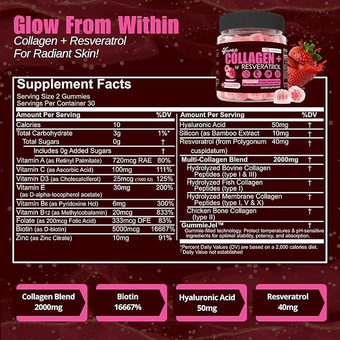 Collagen Beauty Bundle – Hydrating Face Masks (4 Sheets) &amp Collagen Gummies (60 Count) – Supports Skin Hydration Firmness Hair &amp Nail Health – Anti-Aging Skincare &amp Supplement Set