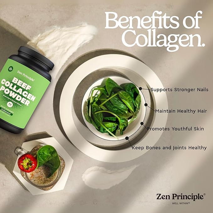 Zen Principle Grass-Fed Agglomerated Hydrolyzed Collagen Peptides 3 lb. Anti-Aging Protein Powder for Healthy Hair Skin &amp Joints. Paleo and Keto Friendly GMO and Gluten Free Pasture-Raised Bovi
