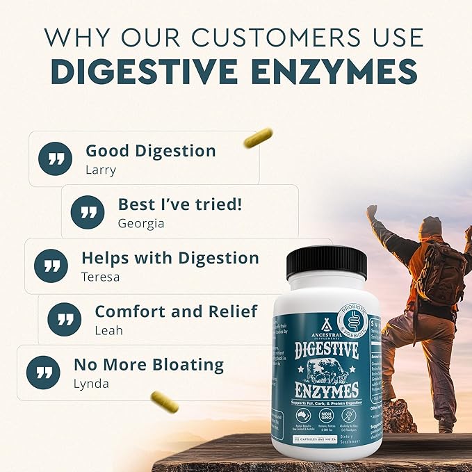 Ancestral Supplements Digestive Enzymes for Women &amp Men 90 Capsules with Probiotics and Grass Fed Beef Organs Supports Gut Health Digestive Health &amp Nutrient Absorption Allergen Free Non