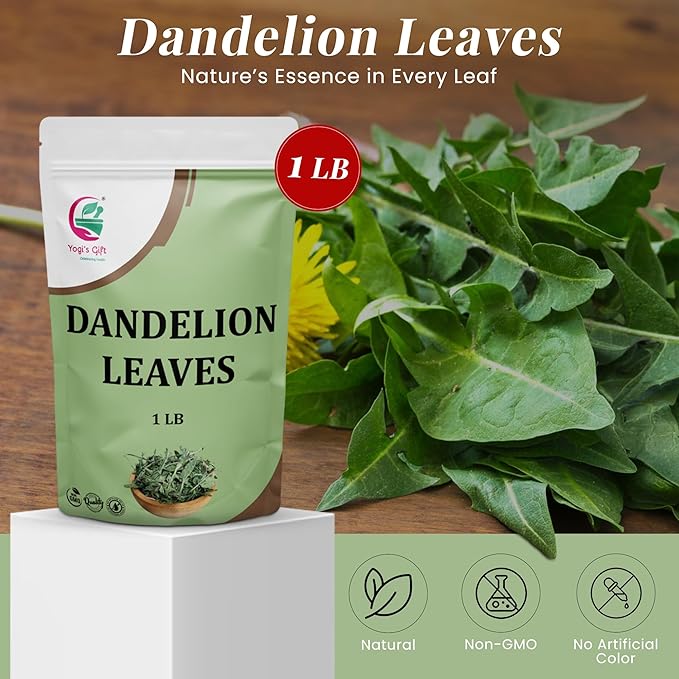 Dandelion Leaves 1 LB 100% Natural &amp Pure Ideal for Dandelion Tea Herbal Blends &amp Wellness Uses 1 LB Bulk Pack Resealable Bag for Freshness - By Yogi’s Gift®