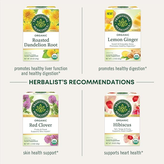 Traditional Medicinals Tea Organic EveryDay Detox Lemon Supports Healthy Skin &amp Liver Function Detox Kosher Non-GMO Caffeine-Free Compostable - 96 Tea Bags (Pack of 6)