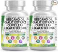 Clean Nutraceuticals Oregano Oil Garlic Extract Olive Leaf Black Seed Oil - Immune Support &amp Digestive Health Supplement for Women and Men with Vitamin D3 &amp Zinc - 2Pack