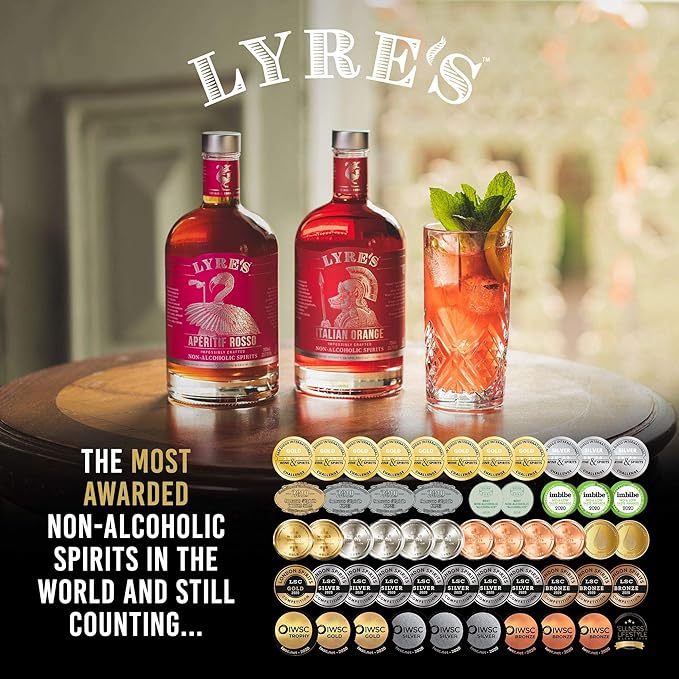 Lyre's Rosa Negroni - Non-Alcoholic Spirit Set (Pack of 3) | Dry London (Gin Style) Aperitif Rosso (Sweet Vermouth Style) &amp Italian Spritz (Bitter Orange Spritz Style) | Award Winning | 23.7 Fl O