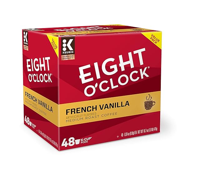 Eight O'Clock Coffee French Vanilla Single-Serve Keurig K-Cup Pods Flavored Light Roast Coffee 48 Count