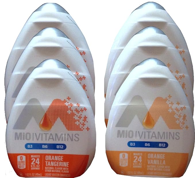 Liquid Water Enhancers Mio Vitamins Orange Tangerine &amp Orange Vanilla 1.62 Fl Oz (6)