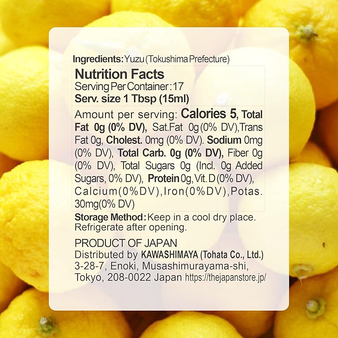 Kawashimaya Organic Yuzu Juice 8.4 fl oz (250ml) - Hand-Squeezed 100% Kito Yuzu Citrus Essence No Additives or Preservatives Made in Japan