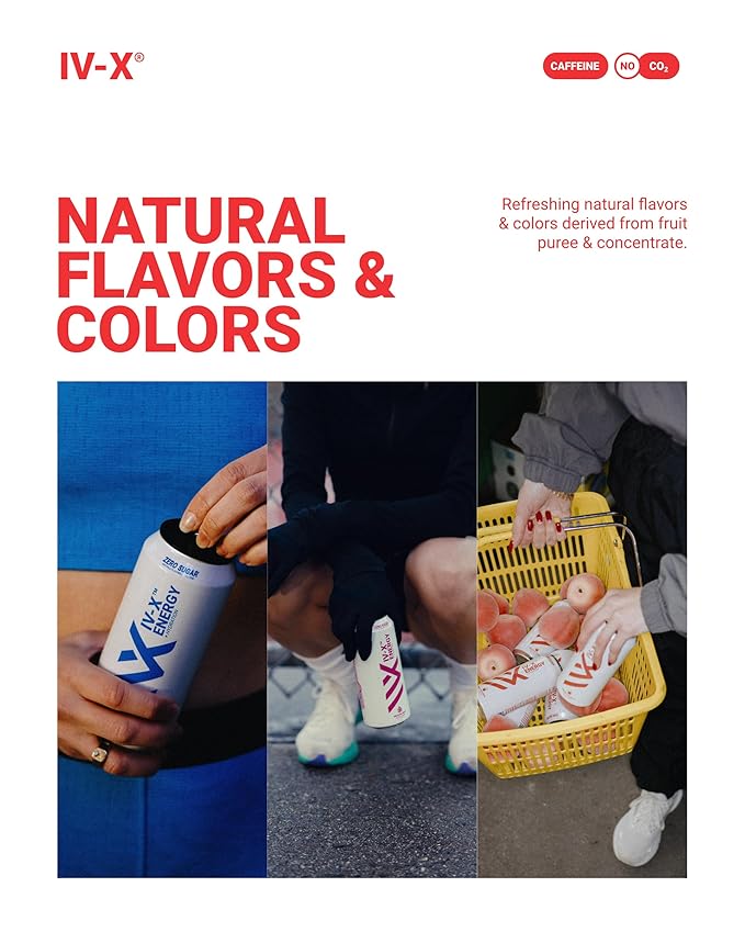 IV-X (IV-X - 12-Pack Strawberry Mango 16oz Cans - Energy &amp Focus &amp No Artificial Colors - 200mg of Green Tea Caffeine Himalayan Salt &amp Utah Sea Minerals - Gluten-Free &amp Vegan Friend