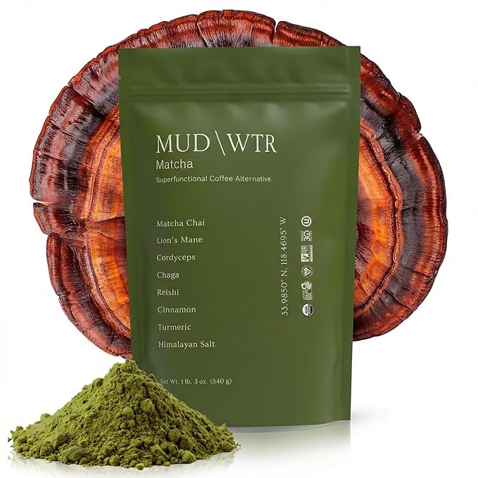 MUDWTR Mushroom Matcha Powder | 3000mg of Adaptogenic Mushrooms | Japanese Matcha Powder Blend | USDA Organic | Energy Focus &amp Immunity Support | Lion's Mane Chaga Reishi Cordyceps | 90 Servi