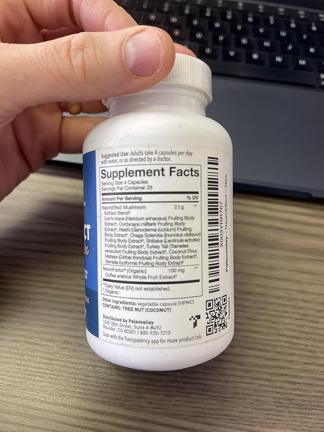 Paleovalley NeuroEffect - Neuro Mushroom Coffee Nutritional Supplement for Focus Memory and Energy Support - 28-Day Supply - 8 Full Spectrum Mushroom and Whole Coffee Fruit Extracts