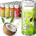 Tropicharge 100% Coconut Water Energy Drink with Guarana Extract (24 pack 330ml/6 flavours) - Zero Sweeteners or Added Sugar - All Natural - Passion Fruit Forest Apple Red Cherry Lemon Peach Wate