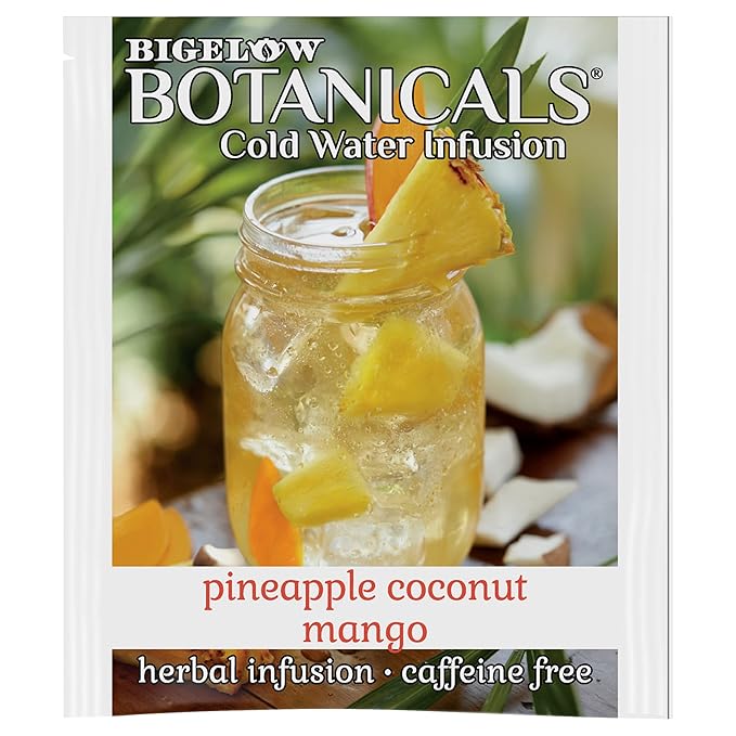 Bigelow Botanicals Pineapple Coconut Mango Caffeine Free Herbal Tea with Pineapple and Coconut Flavor 18 Count (Pack of 6) 108 Total Tea Bags
