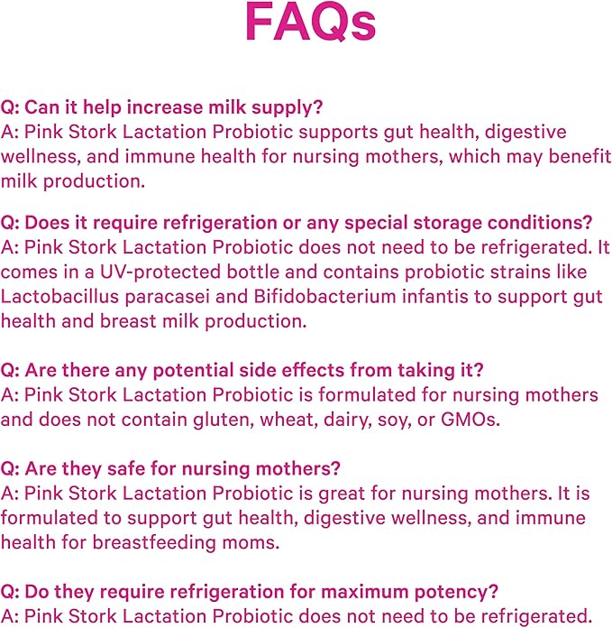 Pink Stork Lactation Probiotic - 30 Billion CFUs Multi Strain Postnatal Probiotics for Breastfeeding Women - Support Breast Milk &amp Gut Health Postpartum Essentials 60 Capsules