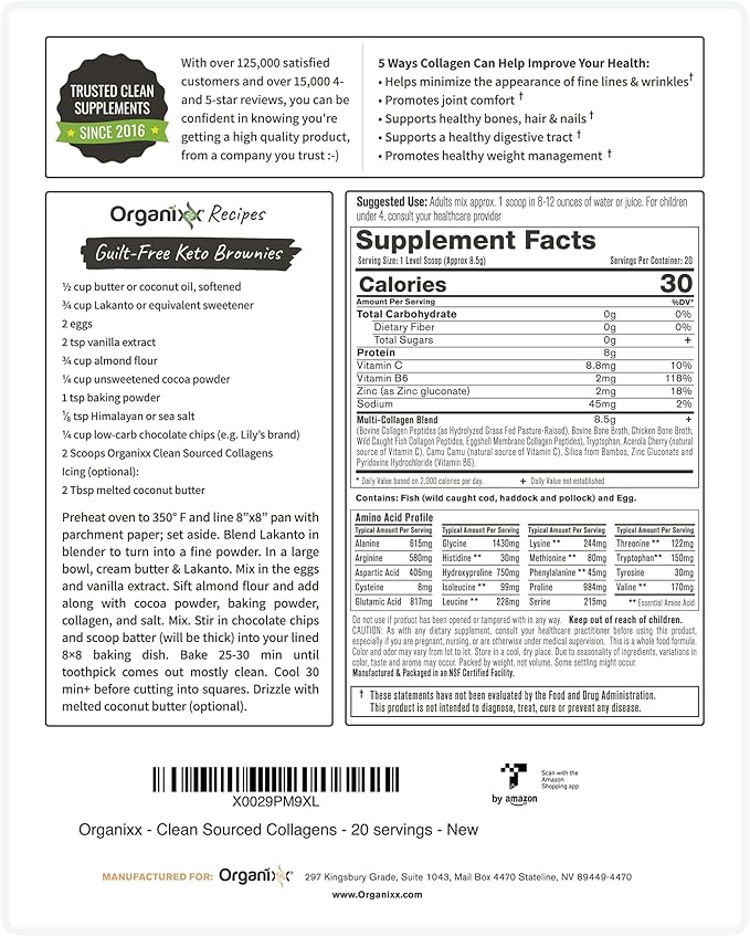 Organixx Clean Sourced Collagens (20 Serv) &amp Joint &amp Muscle Care (60 Caps) Bundle Collagen Protein plus Organic Turmeric Frankincense &amp Myrrh Supports Joint Skin Hair &amp Immune Hea