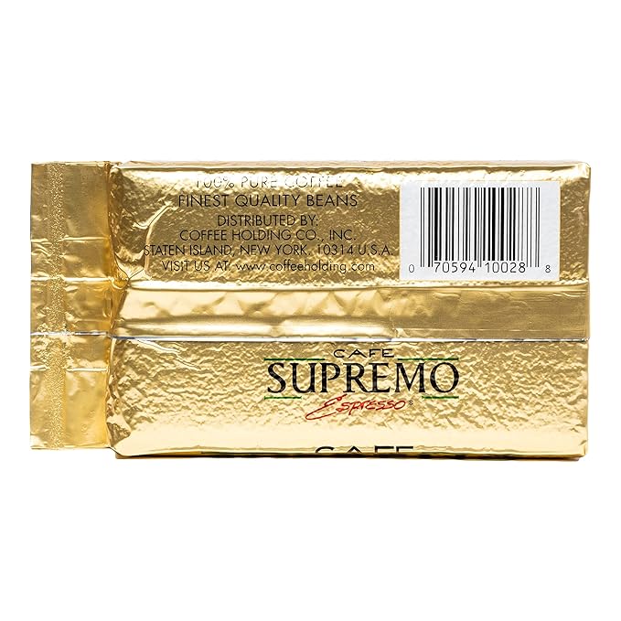 Cafe Supremo Espresso Coffee Dark Roast 100% Espresso Ground Coffee with a Latino Taste Blend Vacuum Sealed Brick (8.8 Ounce Pack of 12)