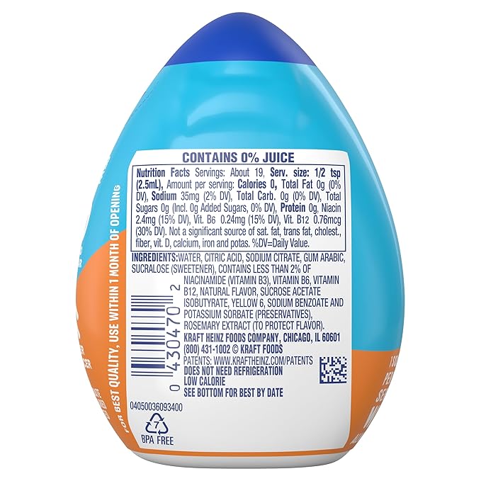 Mio Water Enhancement Variety Pack Includes 3 Orange Tangerine and 3 Mango Peach 1.62 Fl Oz each (Pack of 6)