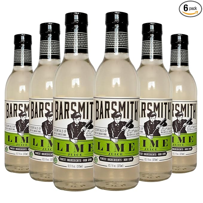 Barsmith Bar Essentials Sweetened Lime Juice - Lime Juice for Cocktails Made with Cane Sugar - No Artificial Flavors or Preservatives - Ideal for Margaritas Gimlets &amp Daquiris - 12.7oz (Pack of 6