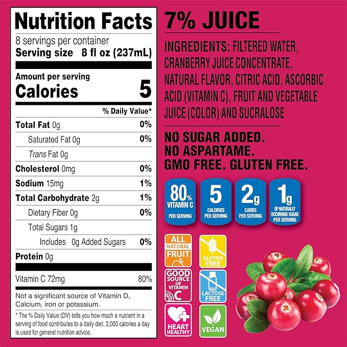 Langers 5 Juice Cocktail Cranberry 64 Fl Oz (Pack of 8)