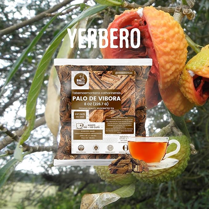 Yerbero - 2 Piece Bundle - Palo De Víbora 1LB (453g) + Quina Roja 1LB (453g) | Duo Tes Herbales De Árbol De la Víbora &amp Red Cinchona Bark | 2 Bag Duo Quina Roja Bark &amp Raiz Palo De Vibora Herb