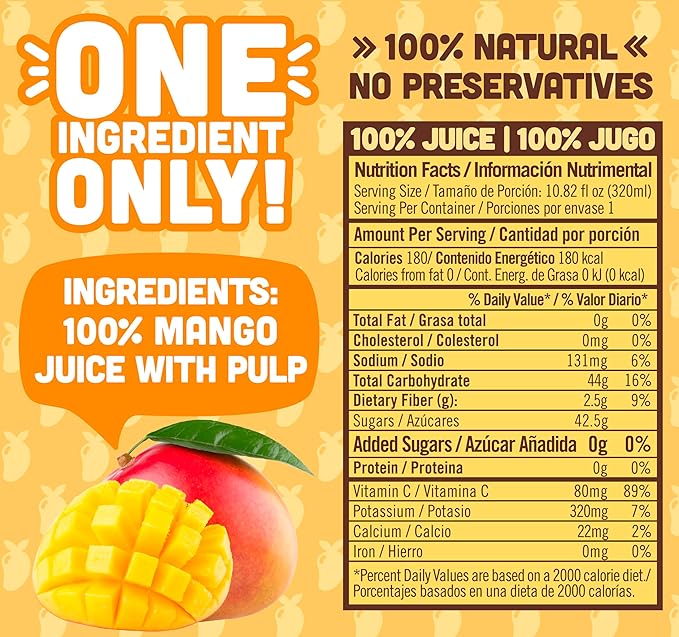 NILO Mango Juice | 100% Squeezed Mango | NO Sugar added | NOT From Concentrate | 10.8 oz (Pack of 12)