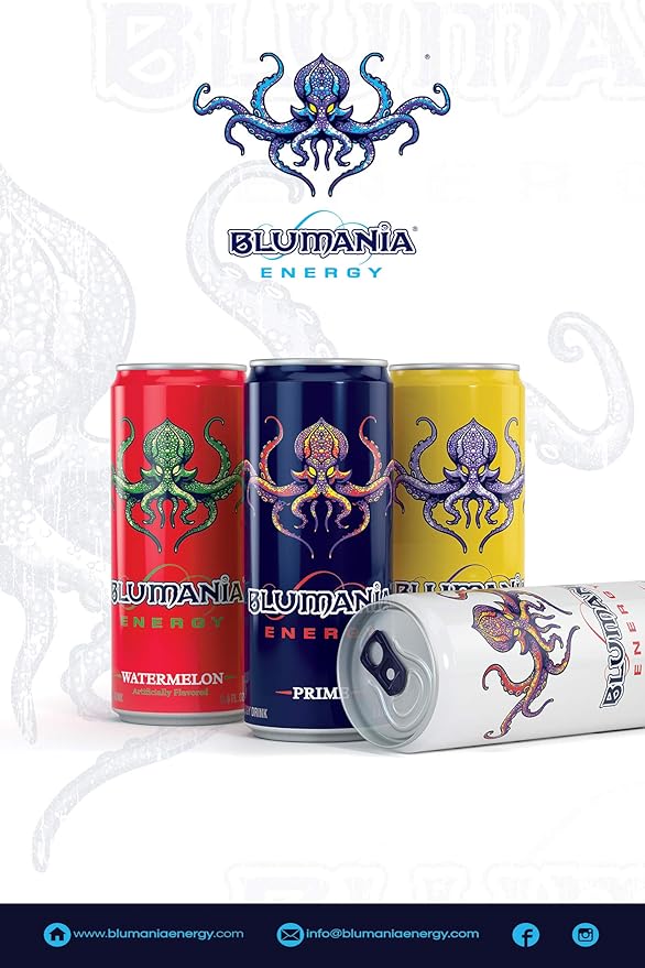 BLUMANIA ENERGY – TRIO 8.4 Oz (Pack of 24) Flavor Assortment Case (3 flavors) No Jitters No Preservatives