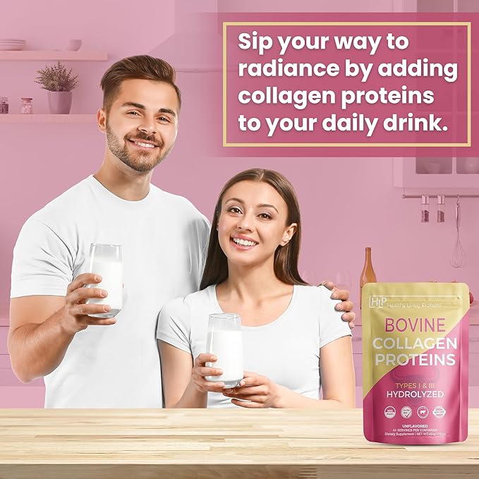 Healthy Living Proteins - Hydrolyzed Bovine - Protein Collagen Type 1 &amp 3 Unflavored -Collagen Powder - Grass Fed Pastured Rasied - Bovine Peptides - Keto &amp Paleo - Gluten Free (Unflavored 16