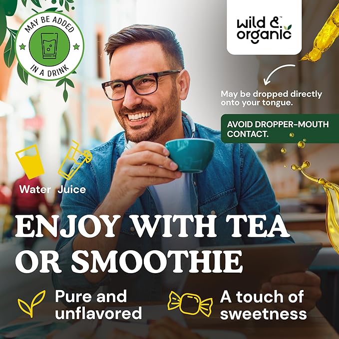 Wild &amp Organic Saw Palmetto for Men &amp Women - Urinary Tract &amp Hair Support - Saw Palmetto Extract Liquid Drops - Add to Tea - Serenoa Repens Berries Supplement - Vegan Sugar &amp Alcohol