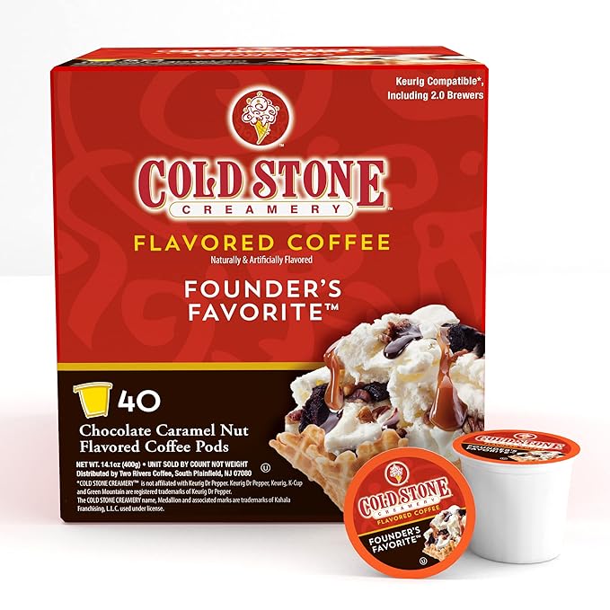 Cold Stone Creamery Beverages Founder's Favorite Ice Cream Flavored Coffee Pods Compatible with K Cup Brewers Including 2.0 40 Count