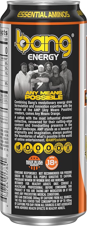 Bang Energy Any Means Orange Sugar-Free Energy Drink 16-Ounce | Pack of 12