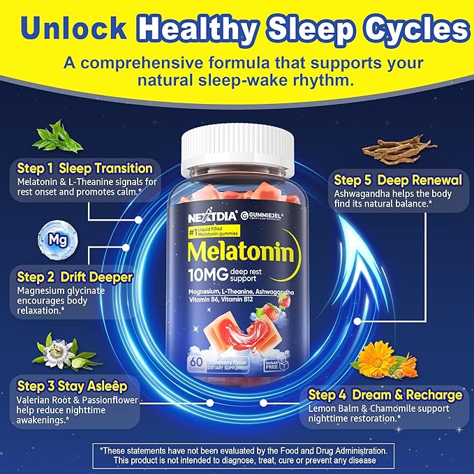 2 Pack Sugar Free Melatonin Gummies 10mg 20mg Magnesium Glycinate Melatonin for Adults Ashwagandha L-Theanine B6 B12 Lemon Balm and Chamomile for Deep Relaxation Antioxidant Vegan120 Day