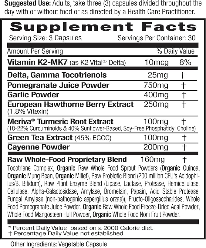 Emerald Labs Heart Artery &amp Vein Health - Heart Health Support with Hawthorn Berry Meriva Turmeric Vitamin K2 as Vital Delta MK-7 &amp More - Gluten-Free - 90 Vegetable Capsules (30-Day Supply