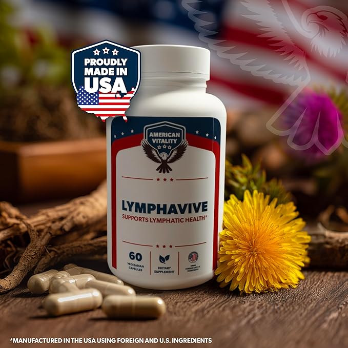 LymphaVive Lymphatic Drainage Supplements for Men &amp Women - Lymphatic Support with Bromelain Echinacea Burdock Root Dandelion Rutin Kelp - 60 Capsules