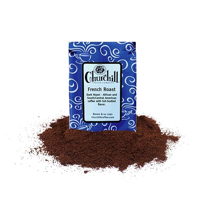 Churchill Coffee French Roast 10 Portioned Packs -1.5 oz each - Ground - Unflavored Coffee