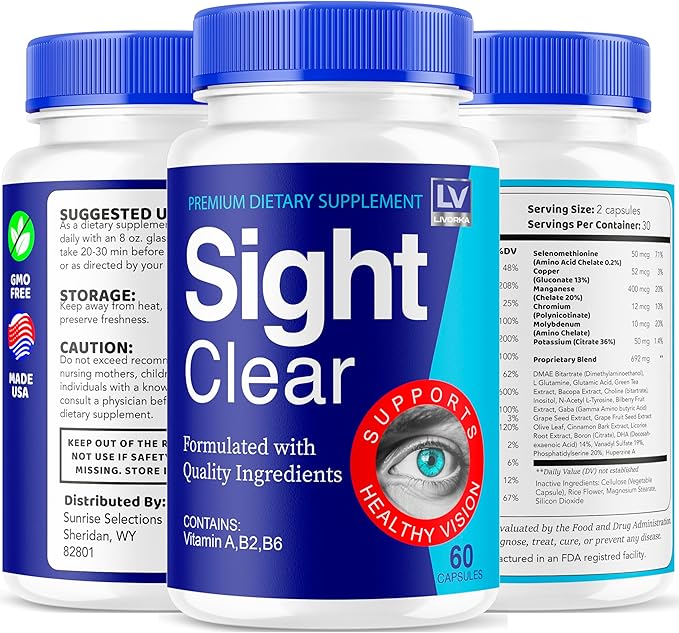 (2 Pack) Sight Clear Capsules Sight Clear 20/20 Vision Vitamins SightClear Eye Pills Supplement Support SightClear for Healthy Vision Support SightClear 20/20 Vision Vitamins Reviews for 2 Month