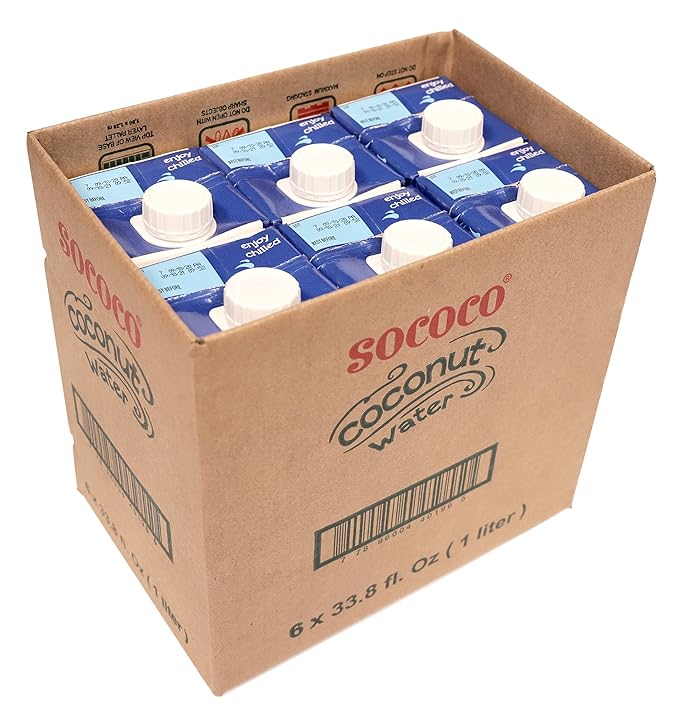 SOCOCO 100% Pure Coconut Water | Natural Electrolytes | Vital Nutrients | Refreshing 33.8 Oz (Pack of 6)