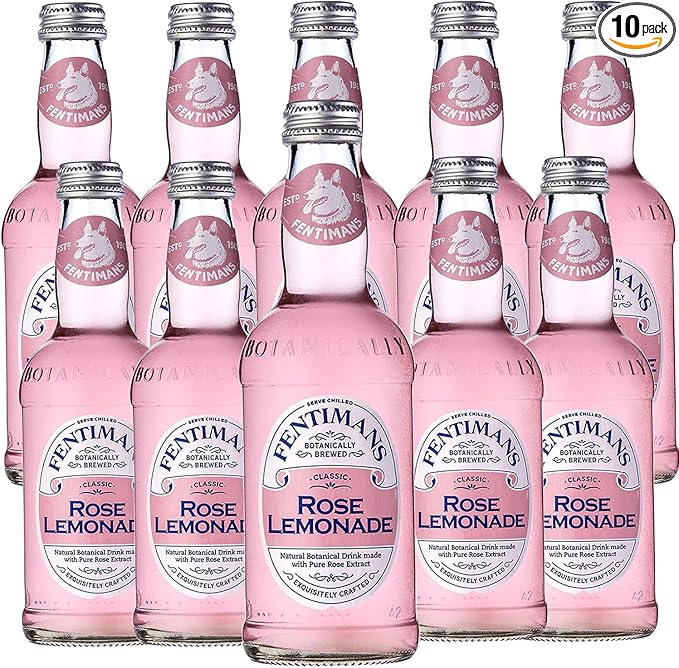 Fentimans Botanically Brewed Classic Rose Lemonade Sparkling Soda 9.3 fl oz Bottles – Premium Craft Soda/Mixer for Cocktails &amp Refreshing Drinks