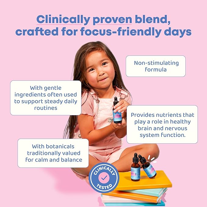 JoySpring Genius Drops for Kids | Clinically Proven Focus Supplement | Liquid Herbal Focus Supplement with Ginkgo Biloba for Kids (1 fl oz) 30 Servings