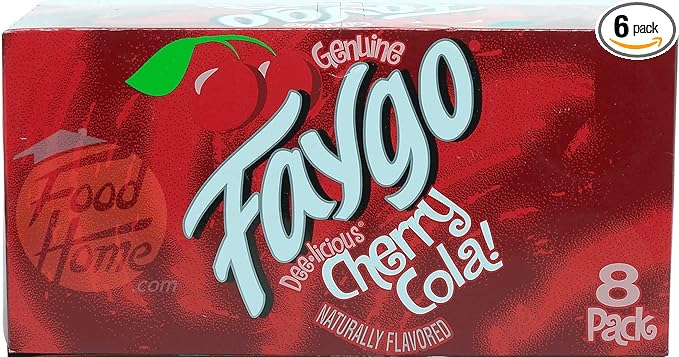 Faygo Cherry Cola! flavor soda pop. 8-pack 12-fl. oz. cans in box (6)