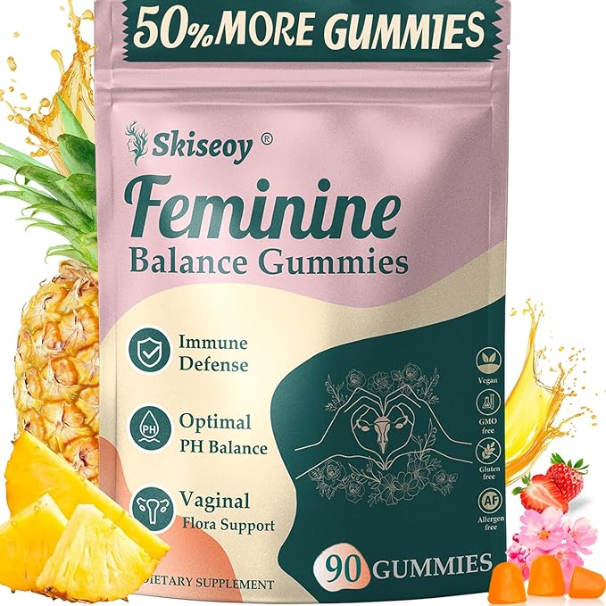 Pineapple Gummies for Women pH - Feminine Balance Gummies for Flora and Vaginal Health + Vitamin C for Immune Support Probiotics Women's pH Balance Gummy Nutrition Vegan Friendly 90 Counts