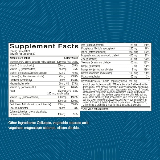 Nature's Sunshine Super Supplemental: Complete Multivitamin with Minerals Antioxidants &amp More for Nutritional Gaps Overall Health Immune &amp Energy Support. 120 Tabs