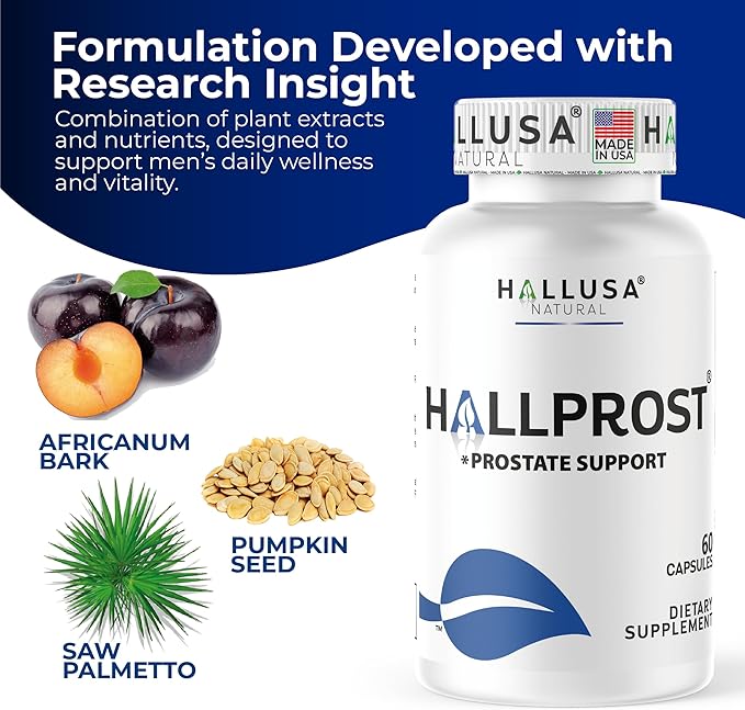 Hallusa Natural Próstata Inflamada - Prostatitis - Pastillas para la próstata - HALLPROST 60 CAPSULAS