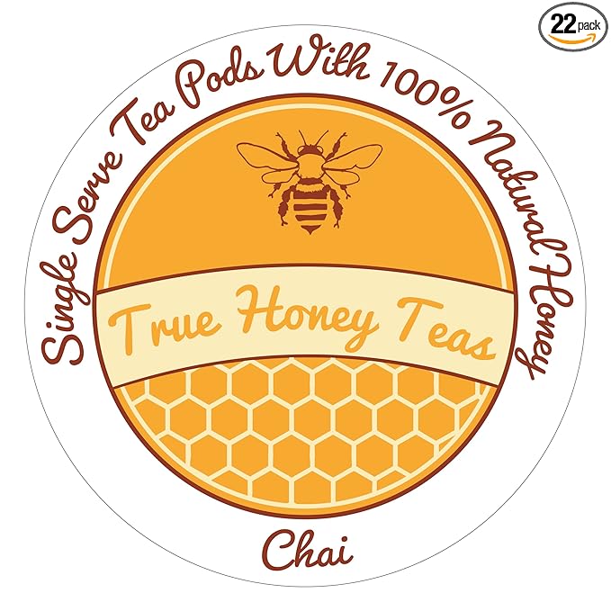 True Honey Chai Tea Pods - All Natural Organic Cinnamon Clove Coriander Anise and Fennel - 22 Count