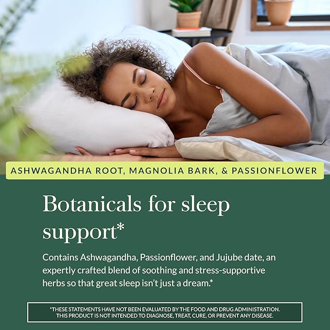 Gaia Herbs SleepThru - Sleep Support Supplement with Ashwagandha Root Magnolia Bark Passionflower &amp Jujube Date* - 120 Vegan Liquid Phyto-Caps (60 Servings)