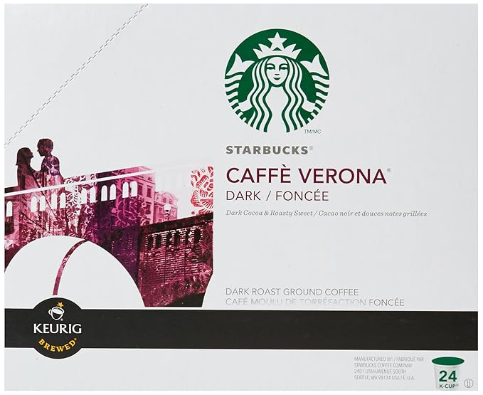 Starbucks Coffee Caffe Verona Dark K Cup Portion Pack for Keurig Brewers 24 Count