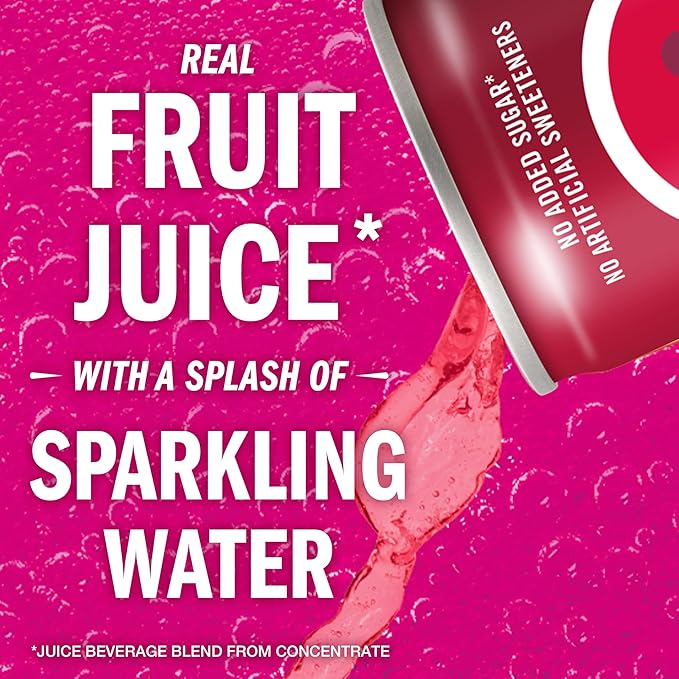 IZZE Sparkling Water Juice Beverage Blend Pomegranate No Sugar Added 8.4 FL OZ 24 Cans