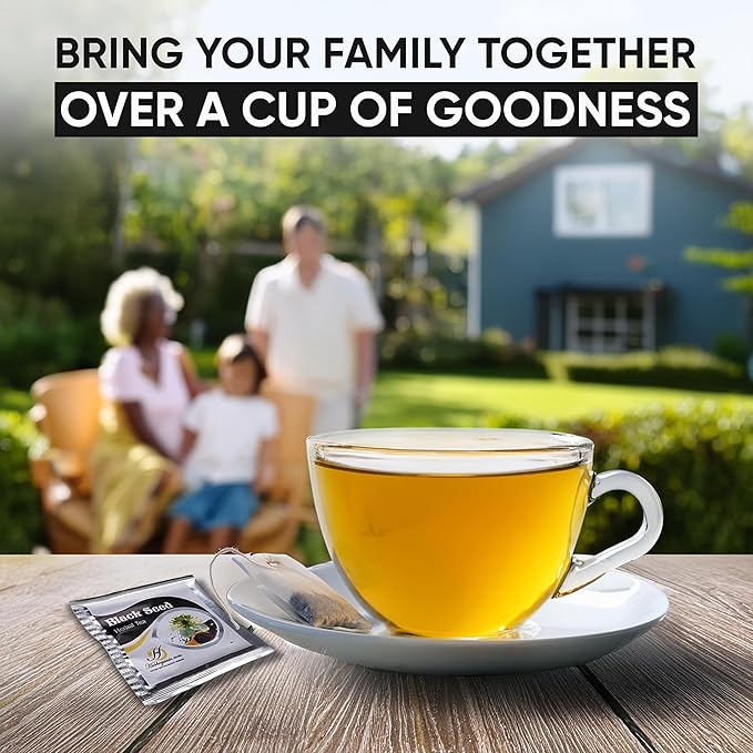 HERBOGANIC Black Seed Herbal Tea - Digestion Support and Immune Boost | Refreshing and Delicious Blend | Natural Ingredients | 60 Tea Bags