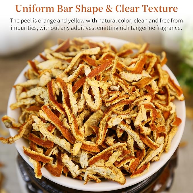Wanhua Hall Fresh Dried Tangerine Peel Dried Mandarin Orange Peel Strips 4.94oz/140g Mandarin Pure Citrus Peel Strips Natural Mandarine Scent Suitable for Cooking &amp Tea