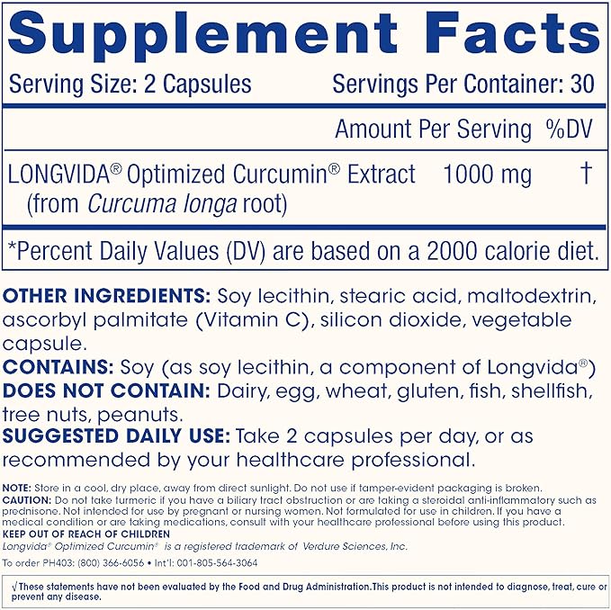 ProHealth Turmeric Curcumin Supplement: 285 Times More Bioavailable- Developed by Neuroscientists. 1000 mg Concentrated Longvida Curcumin Extract Per Serving (60 X 500mg Capsules/Bottle) 2 Pack