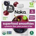 Noka Superfood Fruit Smoothie Pouches Cherry Acai Healthy Snacks with Flax Seed Plant Protein and Prebiotic Fiber Vegan and Gluten Free Snacks Organic Squeeze Pouch 4.22 oz 12 Count